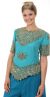 Formal Hand Beaded Blouse in Turquoise/Gold